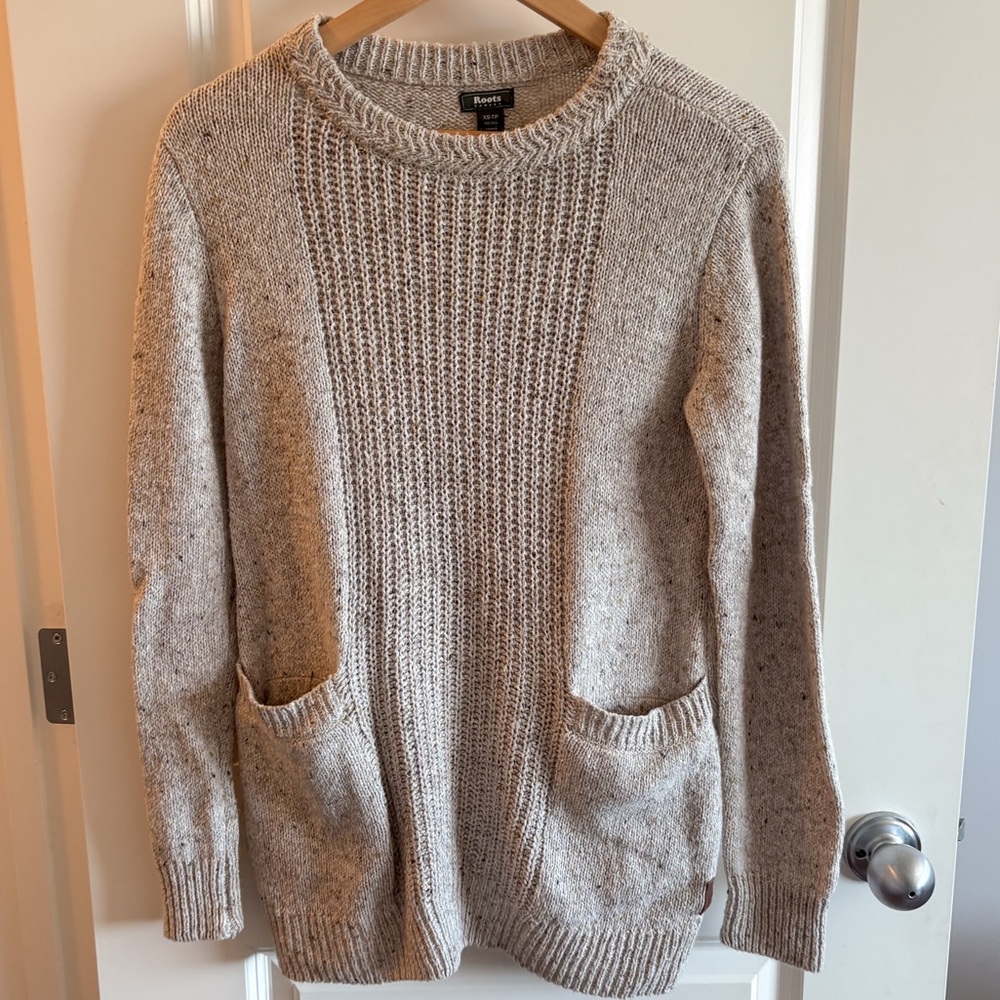 Roots Beige Snowy Fox Knit Sweater